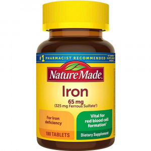Nature Made Iron 65 mg (325 mg Ferrous Sulfate) Dietary Supplement for Red Blood Cell Support 180 Tablets (Pack of 1)