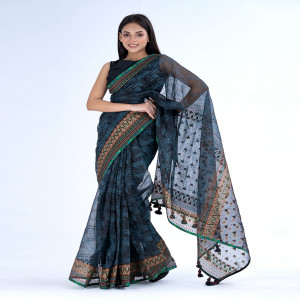 Black Muslin Silk Saree
