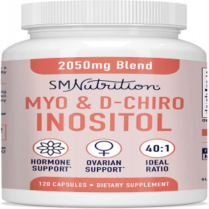 Myo-Inositol & D-Chiro Inositol | Hormone Balance for Women | Ideal 40:1 Ratio | Myo Inositol 2000mg, D Chiro 50mg | Vitamin B8 to Regulate Menstrual Cycle & Support Ovarian Health | SM Nutrition