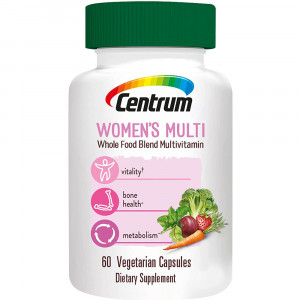 Centrum Whole Food Multivitamin for Women, With Vitamin C, Vitamin D, Zinc, Vegetarian + Gluten Free, 30 Day Supply - 60 Capsules