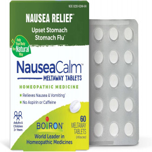 Boiron NauseaCalm Relief for Upset Stomach, Nausea, and Vomiting Due to Stomach Flu, Overindulgence, or Motion Sickness - Non-Drowsy - 60 Count