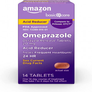 Basic Care Omeprazole Delayed Release Tablets 20 mg, Acid Reducer, 14 Count