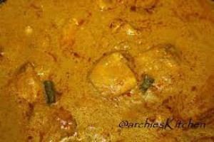 Fish in red curry sauce