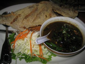 Fried red snapper with spicy sauce