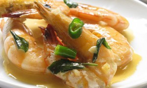 Fried king prawn with gerlic sauce