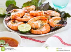 Steamed prawn with lime & chilli sauce