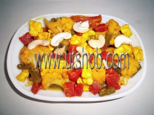 Mixed vegetables with cottage cheese mushroom