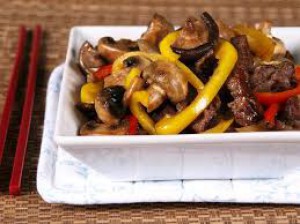 Beef with mushroom & capsicum