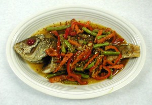 Fried whole Red Snapper with Chilli Paste