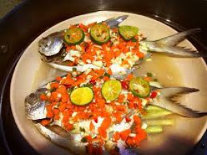 Thai Steamed Pomfret With Garlic Sauce