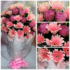Pink Gerbera and Lotus Flower Bouquet