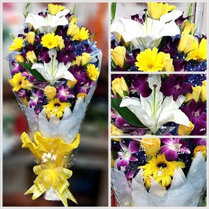 Mixed Yellow Gerbera Flower Bouquet