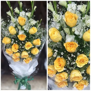 Yellow Rose and Gladiolus Flower Bouquet
