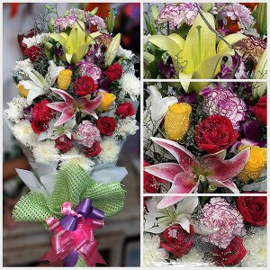 Mixed Rose and Lily Flower Bouquet
