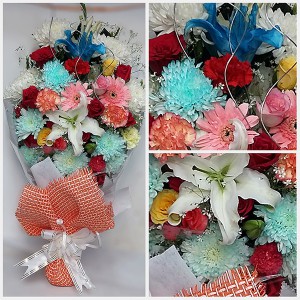 Mixed Rose and Mum Flower Bouquet