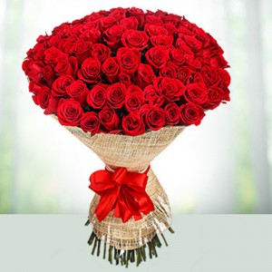 Classy 100 Red Roses Bunch