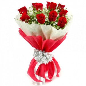 10 Pieces Lovely Red Roses Bouquet