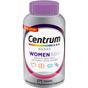 Centrum Silver Women 50 Plus Daily Multivitamin 275 Count Multimineral Supplement Specially Formulated for Women 50+ Gluten Free Smooth Coating Non GMO Support Heart Brain Eye Muscle Health