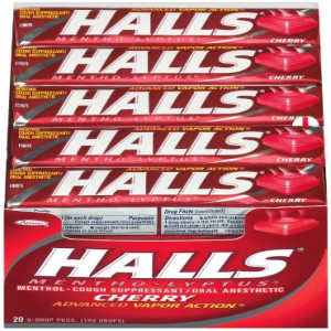 Halls Mentho-Lyptus Cough Suppressant, Cherry, 9-Count Drops (Pack of 20)