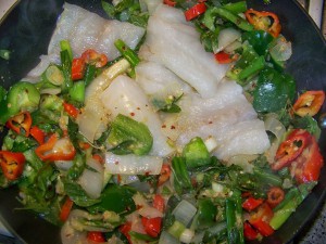 Fish With Ginger And Basilleaf