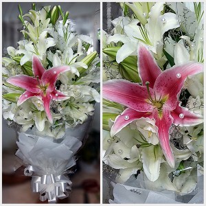 Pink and White Lily Flower Bouquet