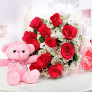 Red Forever With Small Teddy
