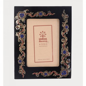 Black Printed and Embroidered Velvet Photo Frame