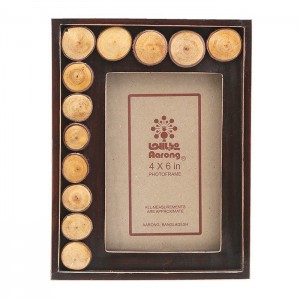 Deep Brown Studded Wooden Photo Frame
