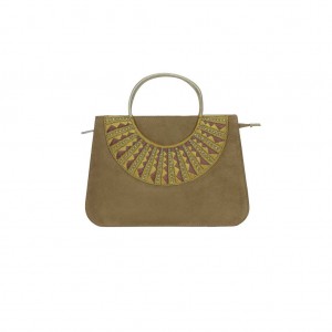 Brown Erri Embroidered Velvet Bag