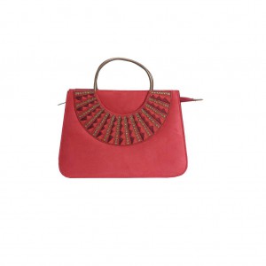 Red Erri Embroidered Velvet Bag