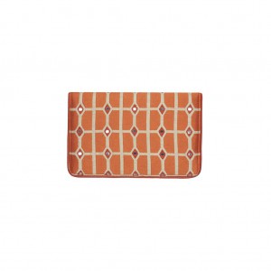 Orange Embroidered Mixed Silk Bag
