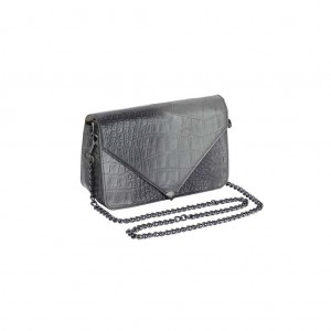 Grey Embossed Leather Bag