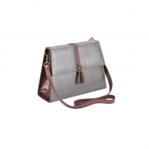 Metallic Grey Leather Bag
