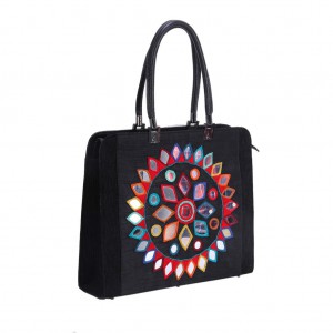 Black Arri Embroidered Fabric Bag