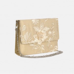 Light Brown Embroidered Mixed Silk Chosha Bag
