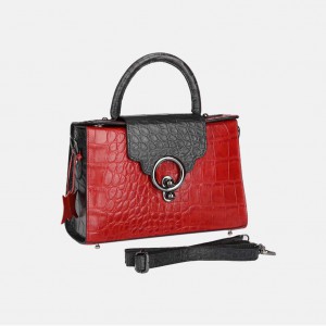 Red Embossed Leather Bag