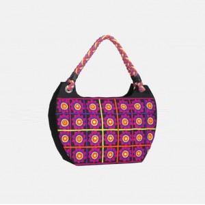Black Embroidered Jute Bag