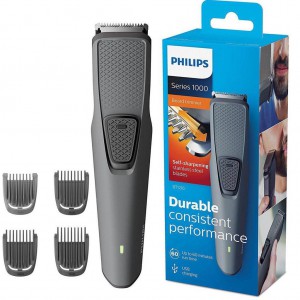 Philips USB Cordless Beard Trimmer Series 1000 For Men (Black)