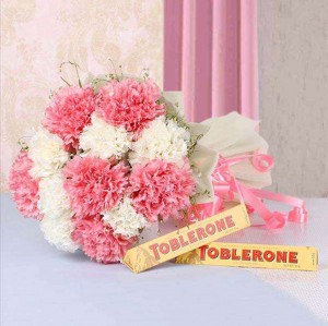 Carnation Flower Bouquet with Chocolate