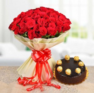 Combo with Rose and Cake