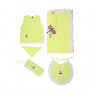 Yellow Appliquéd Voile Newborn Gift Set