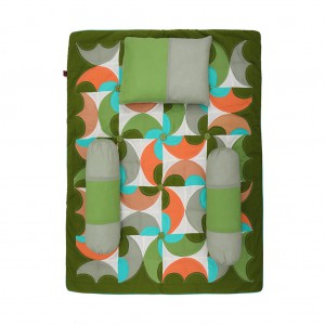 Green Appliqued Cotton Carrier Set