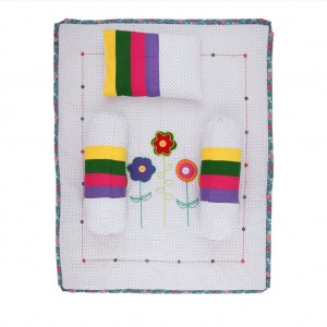 White Printed and Embroidered Voile Baby Carrier Set
