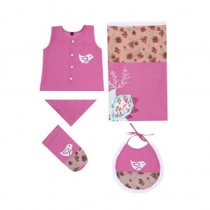 Pink Appliquéd Voile Newborn Gift Set