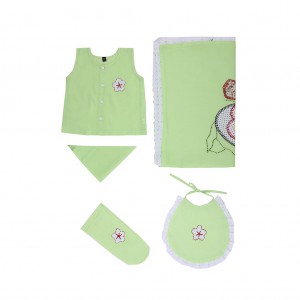 Lime Green Appliquéd Voile Newborn Gift Set