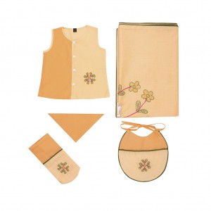 Orange Embroidered Voile Newborn Gift Set