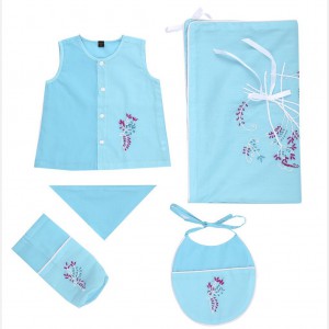 Sky Blue Embroidered Voile Newborn Gift Set