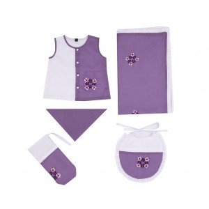 Light Purple Embroidered Voile Newborn Set