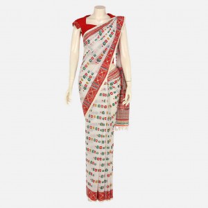 White Printed Cotton Saree