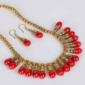 Beads Studded Brass Necklace Set